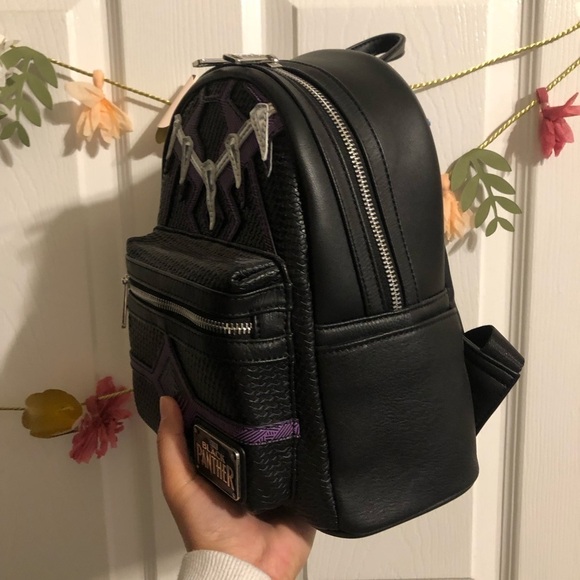 black leather black panther backpack Okoye Cosplay Mini Featuring incredible detail to bring Black Panther to life Loungefly Black Panther Wakanda Forever